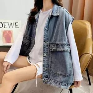 데님조끼 심플 워싱 청조끼 루즈핏 체형커버 데일리룩