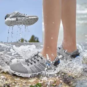 낚시신발 남성용 아쿠아 신발 통기성 트레킹 웨이딩 비치 빠른 건조 야외 워터 스니커즈 러닝 샌들