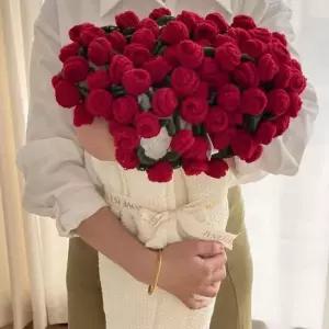 기념일 선물 스웨터 장미 꽃다발 담요 블랭킷 60cm 뜨게꽃담요