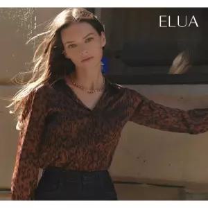 [엘루아][엘루아] 스탠 카라 새틴 블라우스_레오파드