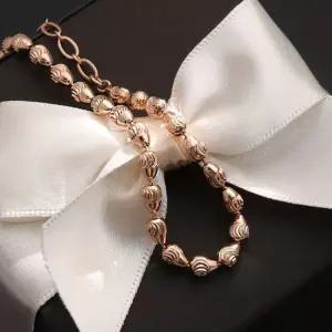 14KGP 로즈골드 컷팅 티어 볼 물방울 체인 패션 팔찌
