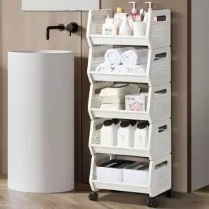 옷수납 이동식 트롤리 탕비실 수납장 멀티 5단 정리함 주방 욕실수건 다용도