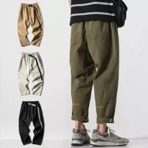 남자크롭팬츠 허리밴딩 와이드팬츠롤업긴바지 올데이 WFK1ZOJ