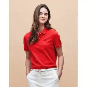 헤지스 HAZZYS LADIES [아이코닉] 클래식핏 반팔 피케 티셔츠 레드 HSTS5BC32R2 404069