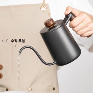 핸드푸어드 커피포트 304 스테인리스 스틸 롱노즈 좁은 입구 세트 온도계 포함 방열 손잡이 550ml