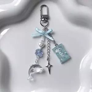 돌고래 성공 행운 키링 열쇠고리 비즈 스트랩 (KYR-WFGRDGN)