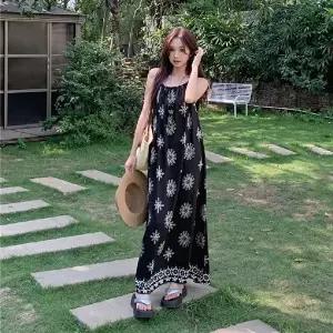 여성 휴양지 바캉스룩 루즈핏 끈나시 원피스 (KYR-WFIZ02O)