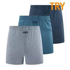 [TRY]트라이 남성 순면 트렁크 팬티 사각팬티 신축성 남자 속옷세트 퍼스트 패턴Q 3매입