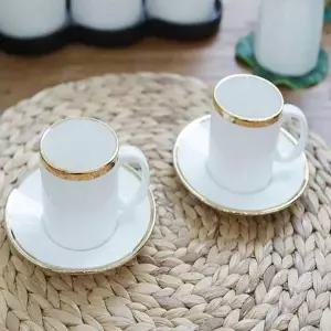 화이트 커피잔 골드라인 미니 에스프레소 컵 찻잔 테이블웨어