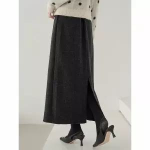 [하프클럽/카라]KARRA 모직슬릿밴딩스커트_A5W0455