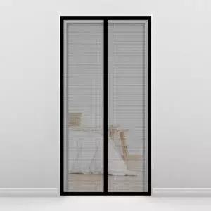 ( )탈부착방충망 붙이는방충망 리빙피스 해충차단 자석 문 모기장 블랙 (90x210cm)