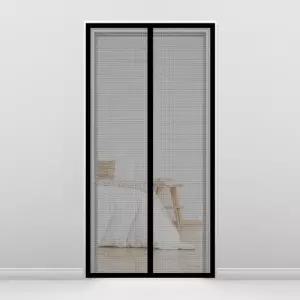 ( )탈부착방충망 붙이는방충망 리빙피스 해충차단 자석 문 모기장 블랙 (90x210cm)