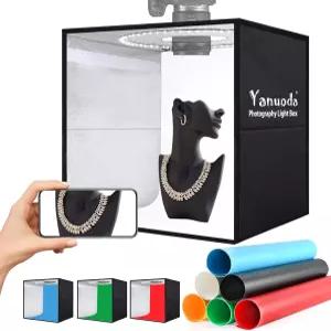 사진 스튜디오 라이트 박스 디밍 가능한 슈팅 텐트 키트 - 120개의 LED(CRI 97) 6개의 배경 3개의 조명