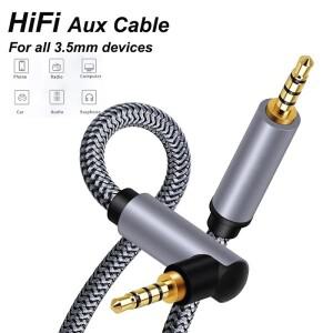차량용 오디오 스테레오 익스텐션 케이블 Aux 3.5mm 잭  금도금 HiFi 라인  90 도 보조 아이폰호환 삼성호