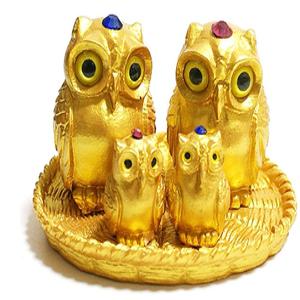 황금 광주리 금장부엉이 가족 장식세트 부엉이가족