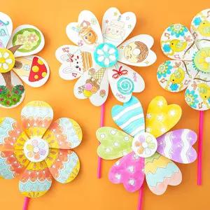 [문구티쳐] 민화샵 종이 꽃 바람개비만들기 DIY 만들기세트 8종 야외놀이 바람게비