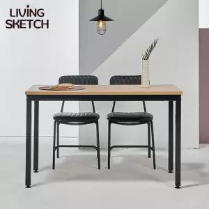 보브 1200x600 블랙 네츄럴 카페 업소용 테이블 철제 책상 4인 식탁