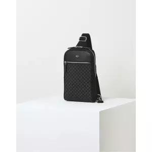 [롯데백화점]닥스 액세서리 [쇼핑백동봉][LOUIS BRIDGE]블랙 패턴배색 가죽 웨이스트백 DBBA3E607