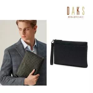 [롯데백화점]닥스 액세서리 [선물포장] DBBA3E725 블랙 핸드크래프트 메쉬M 소가죽 클러치백