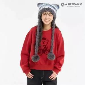 [보리보리/에어워크 주니어]주니어 곰돌이 융기모 크롭 맨투맨 티셔츠