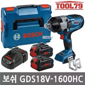 보쉬 GDS18V-1600HC 충전 임팩트렌치 하이토크 임팩렌치 ProCORE 18V 8.0Ah 배터리 2팩 19mm 엔빌