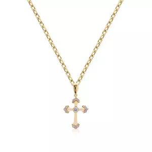 [비앤비골드] 14K 천주교 화이트큐빅 십자가 펜던트 SHP38382