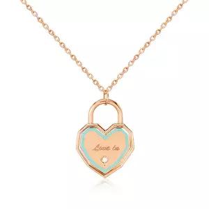[비앤비골드] 18K 민트라인 하트 자물쇠 체인목걸이 MNN40224