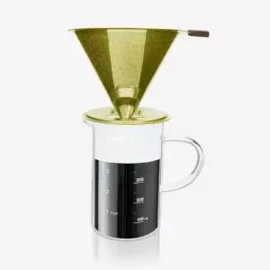 코코비아 스텐 커피 드리퍼 골드+내열유리 커피 서버 핸드드립세트