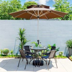 의자 4의자+120CM 옥상 파라솔 라탄야외테이블세트 싱글 2인 티테이블 라탄 발코니