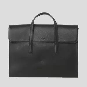 [헤지스](광주신세계)[15인치 노트북 수납가능]블랙 로고배색 가죽 서류가방 HJBA5F411BK