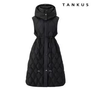 [롯데백화점]탱커스 퀼팅 허리 스트링 후드 롱 베스트 패딩 점퍼 (TX4JP005L0)