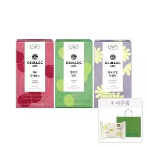오설록 체리 루이보스 티백 20입, 1개+멜로우 민트 티백 20입, 1개+캐모마일 라벤더 티백 20입, 1개+증정(그린티웨하스 17g, 1개+러닝 쇼핑백(소), 1개)