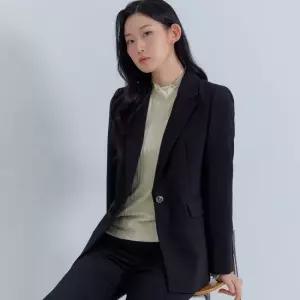 [지센] 싱글 원버튼 테일러드 자켓 LFFJOA01_BK