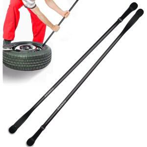 ASANCU 타이어 아이언 세트 세미 트럭용 2PCS 38인치 헤비 듀티 바 튜브리스 타이어용 교체 도구 오프로드 버스 트랙터용 40Cr 스틸 스푼 및 장착/장착 다리미