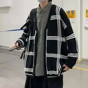 [하프클럽/]맨즈 듀얼컬러 스타일 오버핏 체크무늬 시즌오픈니트