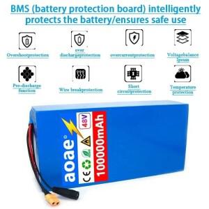 13S6P 48V 100Ah 18650 리튬 배터리 팩 1000W 고출력 54.6V 내장 30A BMS 포함 야외 전동 공구용 백업