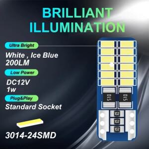 루보식 10pcs T10 LED 전구 Canbus 5W5 자동차 W5W 신호등 12V 6000K 웨지 사이드 인테리어 돔 독서 램프 4
