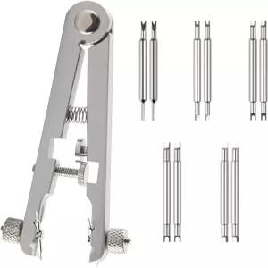 ziyue 11 팩 시계 스프링 플라이어 공구 키트 밴드 바 핀셋 분해 및 교체용 팁 핀 10개 포함 (실버)