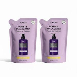 쿤달 허니 앤 마카다미아 단백질 트리트먼트 리필팩 베이비파우더향 400ml 2개