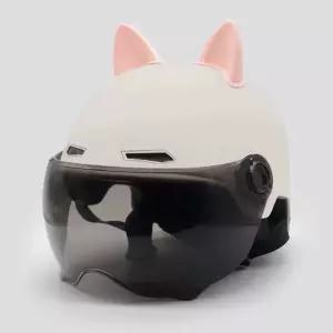 고양이 헬멧 스쿠터 사랑스러운 레트로 반모 가벼운 헬멧