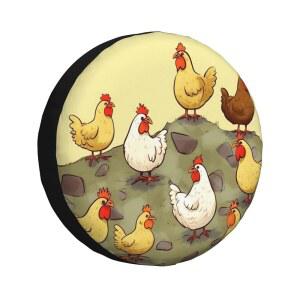 RV 트레일러용 닭 예비 타이어 커버, 방수 캠핑카 휠 방진 보호대, 유니버설 핏 SUV 트럭 여행 트레일러 17