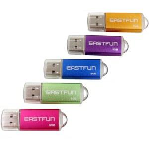 이스트펀 5Pcs 8GB USB 플래시 드라이브 2.0 메모리 스틱 엄지 펜(5가지 혼합 색상: 블루 퍼플 로즈 그린 골드)