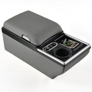 Coverado 범용 자동차 센터 콘솔, 무선 충전 및 컵 홀더, 뒷좌석 오거나이저, 보관 공간이 있는 좌석 중앙 팔걸이 박스, 대부분의 차량에 적합, 쉬운 설치, 그레이