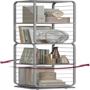 바사글 4단 회전 책장 작은 공간을 위한 모서리 선반 스틸 프레임 도브 그레이 ULS127G36