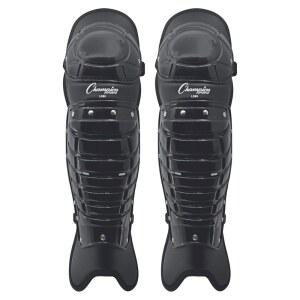 챔피언 스포츠 심판 레그 가드: 싱글 니 u2019 야구 및 소프트볼용 신 가드 - 16.5인치 패드 한 쌍 블랙