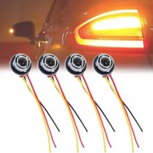 Lecctso 4Pcs 1157 BAY15D 하네스 플러그 커넥터 브레이크 라이트 베이스 LED 턴 시그널 소켓 자동차