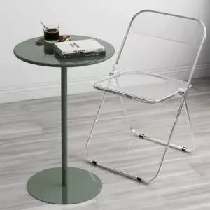 블랙 원형 바테이블 카페 사이드 테이블 와인바 스틸 글로시모란디그린 40cm 72cm