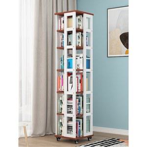 치 북유럽 회전책장 철제 이동식 캐비닛 격자 북트리 원목 거실 360도 거울