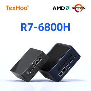 텍스후 AMD R7 6800H 7530U 4500U 미니 PC DDR5 NVMe SSD WiFi 6 BT5.2 HDMI DP 듀얼 LAN 데스크탑 컴퓨터
