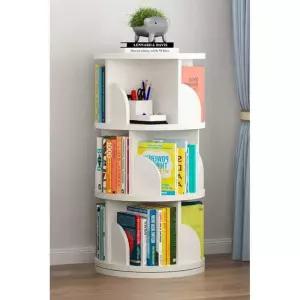 360도회전책장 돌아가는 회전책꽂이 3단 거실 이동식 화이트